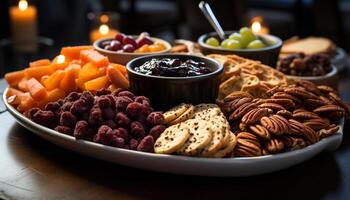 AI generated Fresh fruit bowl with a variety of healthy snacks generated by AI photo