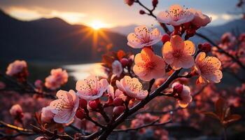 ai generado vibrante Cereza flores floración en naturaleza vistoso paleta generado por ai foto
