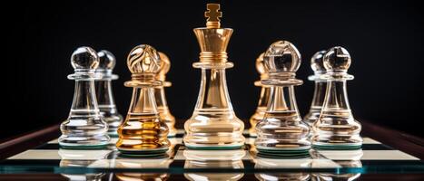 ai generado ajedrez piezas en elegante atención foto