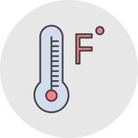 Fahrenheit Degrees Line Filled Light Circle Icon vector