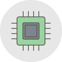 Circuit Board Line Filled Light Circle Icon vector