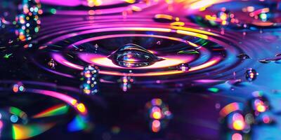 AI generated Close-up of Colorful Water Droplet photo