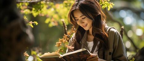 AI generated Tranquil Reading in Nature's Lap photo