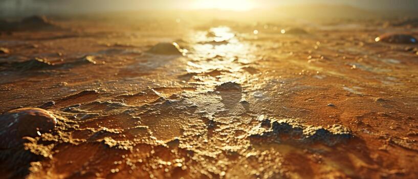 AI generated Close-up of planet surface with detailed textures and sunlight photo