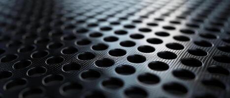 AI generated A detailed view of a black perforated metal plate with a focus gradient photo