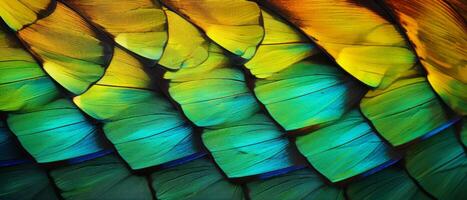 AI generated close-up vibrant butterfly wings pattern photo