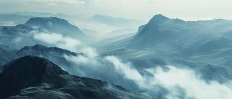 AI generated Misty Mountain Panorama at Dawn photo