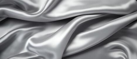 AI generated Silver silk fabric with a luxurious sheen and elegant waves photo