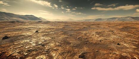 AI generated Barren Landscape With Distant Mountains photo