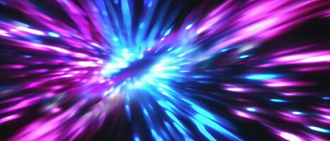 AI generated Vibrant Purple and Blue Light Explosion in Darkness photo