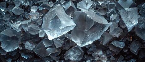 AI generated A close-up view of glass-like minerals, resembling ice or quartz photo