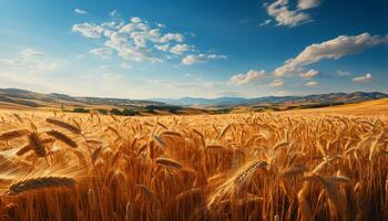 AI generated Rural scene, farm, outdoors, wheat, summer, landscape, meadow generated by AI photo