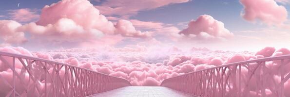 AI generated Bridge to the Heavens Amidst Pink Clouds photo