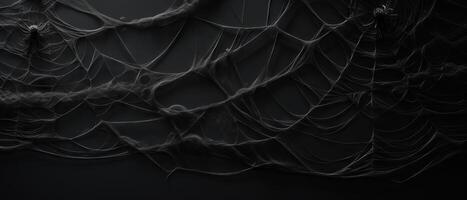 AI generated Spider on Intricate Web Against Black photo