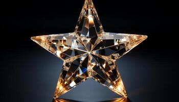 AI generated Shiny star shape on gold background, luxury celebration generated by AI photo