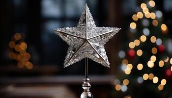 AI generated Glowing Christmas tree illuminates the festive celebration generated by AI photo
