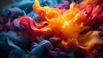 AI generated Abstract colors paint vibrant motion in a flowing wave generated by AI photo