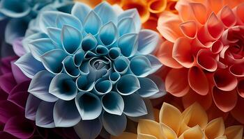 AI generated Vibrant colored flower petals create beautiful abstract patterns generated by AI photo