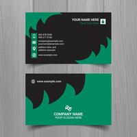 Horizontal Green and deep grey color business card vector template, simple clean layout design template