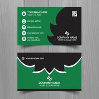 Horizontal Green and deep grey color business card vector template, simple clean layout design template