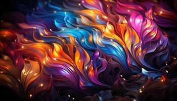 AI generated Abstract multi colored backdrop with vibrant flowing waves generated by AI photo