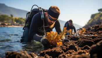 AI generated Men working outdoors, enjoying nature and adventure generated by AI photo