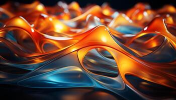 AI generated Abstract backdrop with shiny multi colored curved shapes generated by AI photo