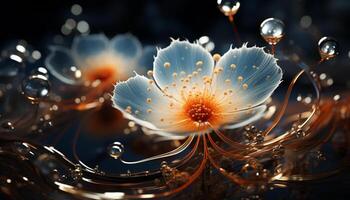 AI generated Abstract flower petal in water creates beautiful reflection generated by AI photo