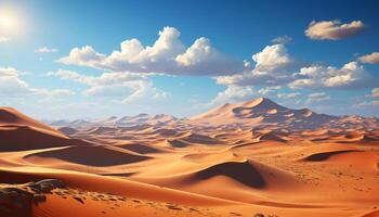 AI generated Majestic sand dunes ripple in Africa arid heat generated by AI photo