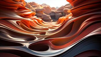 AI generated Abstract landscape with vibrant colors and flowing waves generated by AI photo