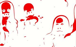 red ghost on white background vector