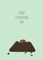 Happy Groundhog Day banner. Illustration with a cute marmot's head in a hole vector