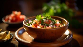 ai generado frescura y gastrónomo en un sano vegetariano comida con orgánico ingredientes generado por ai foto