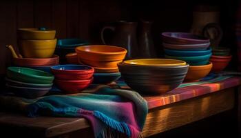 AI generated A colorful pottery bowl, a craft of indigenous cultures generated by AI photo