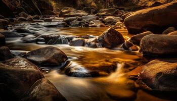 ai generado fluido agua en un tranquilo escena, naturaleza belleza en movimiento generado por ai foto