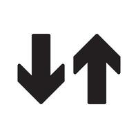 up and down arrow navigation direction vector design, Black large two way downward pointing solid arrow