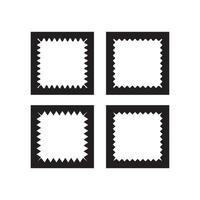 Wavy edge square stroke icon. set of 4 squared shapes with jagged edges. Isolated on a white background. vector