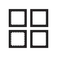 Wavy edge square stroke icon. set of 4 squared shapes with jagged edges. Isolated on a white background. vector