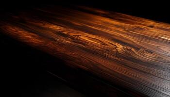 AI generated Wooden plank flooring creates an abstract pattern on the dark backdrop generated by AI photo