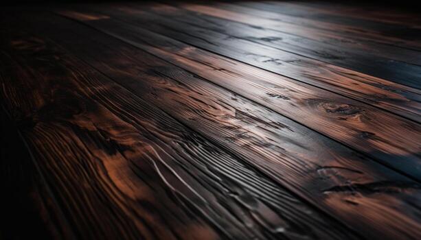 ai generado madera tablón piso, cerca arriba naturaleza modelo en antiguo mesa generado por ai foto