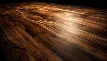 AI generated Wooden plank flooring creates an abstract backdrop in a dark room generated by AI photo