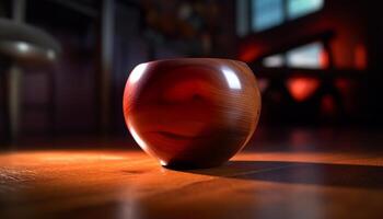 AI generated Indoors, wood flooring, modern design, single object, fruit decoration, illuminated generated by AI photo