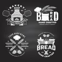 Set of bakery badge, logo. Vector. Typography design with farm, ears of wheat, old oven, windmill silhouette. Template for restaurant identity objects, packaging and menu vector