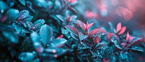 AI generated A detailed view of a plant featuring prominently red and green leaves photo