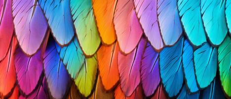 AI generated Close-up of vibrant rainbow-colored butterfly wings photo