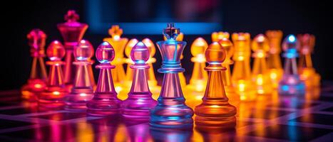 AI generated Futuristic Neon Chess Battle photo