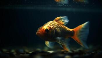 AI generated Swimming goldfish in a beautiful underwater tropical fish tank generated by AI photo