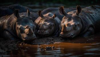 AI generated Large group of endangered animals in Africa wildlife reserve generated by AI photo