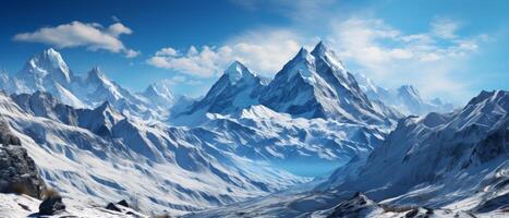 AI generated Majestic Snow-Covered Mountain Peaks photo