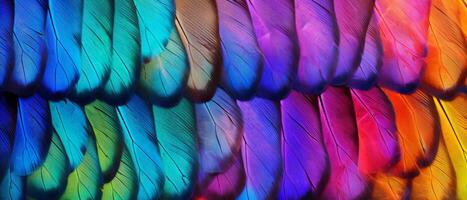 AI generated Multicolored intricate details of the butterfly wings, emphasizing the patterns and textures. photo